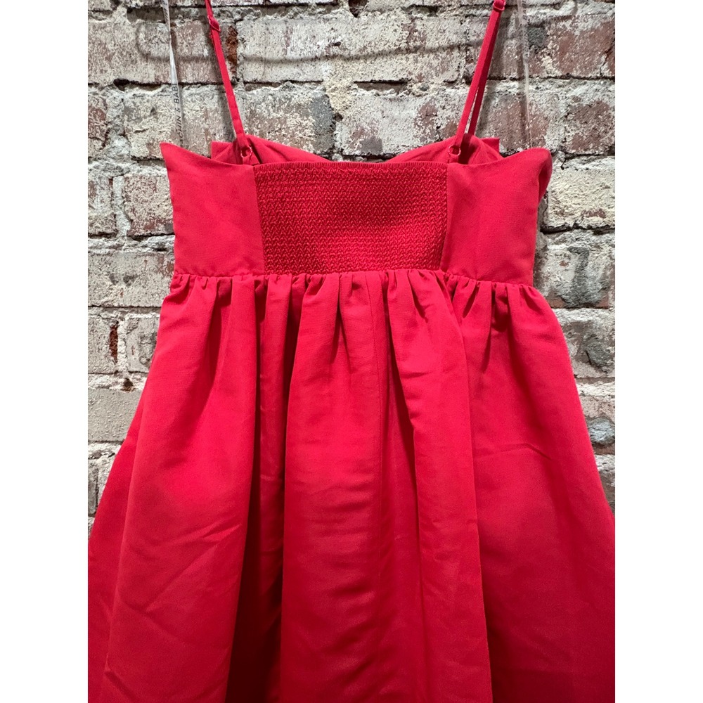 Sachin & Babi Sloane Taffeta Double-Bow Pleated Mini Dress Red Size 2 - Picture 8 of 8